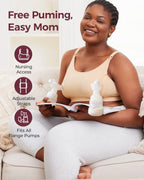 Momcozy YN08 XL Hands-Free Pumping Bra Natural