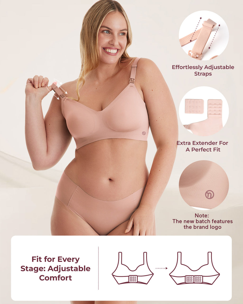 Momcozy YN21 XL Hands-Free Pumping Bh Naturlig