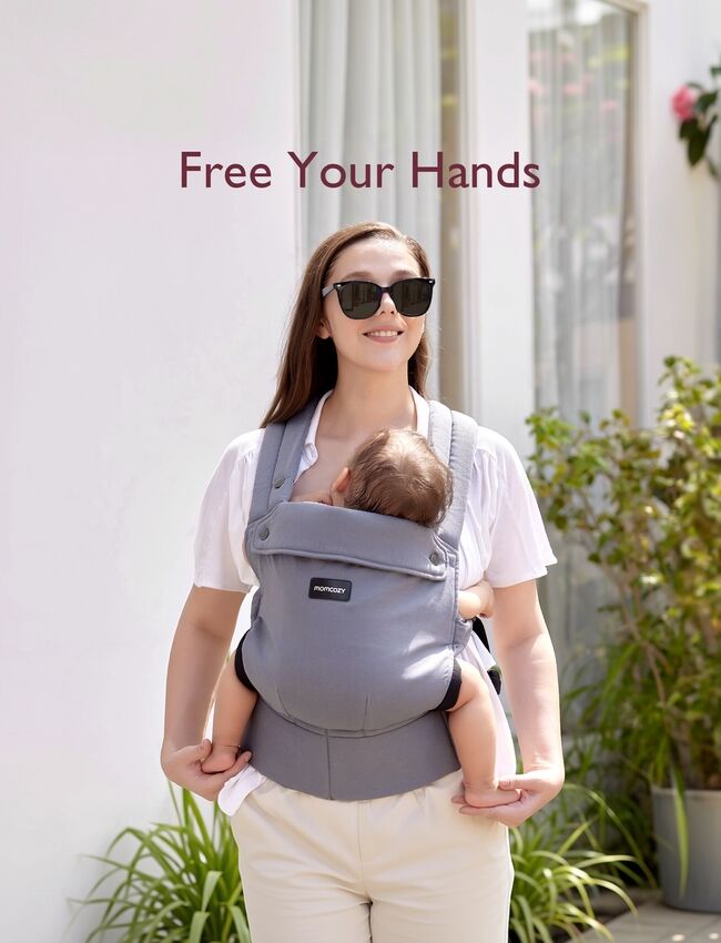 Momcozy PureHug Cotton Soft Structured Carrier Grå