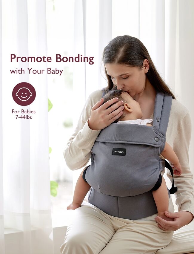 Momcozy PureHug Cotton Soft Structured Carrier Grå