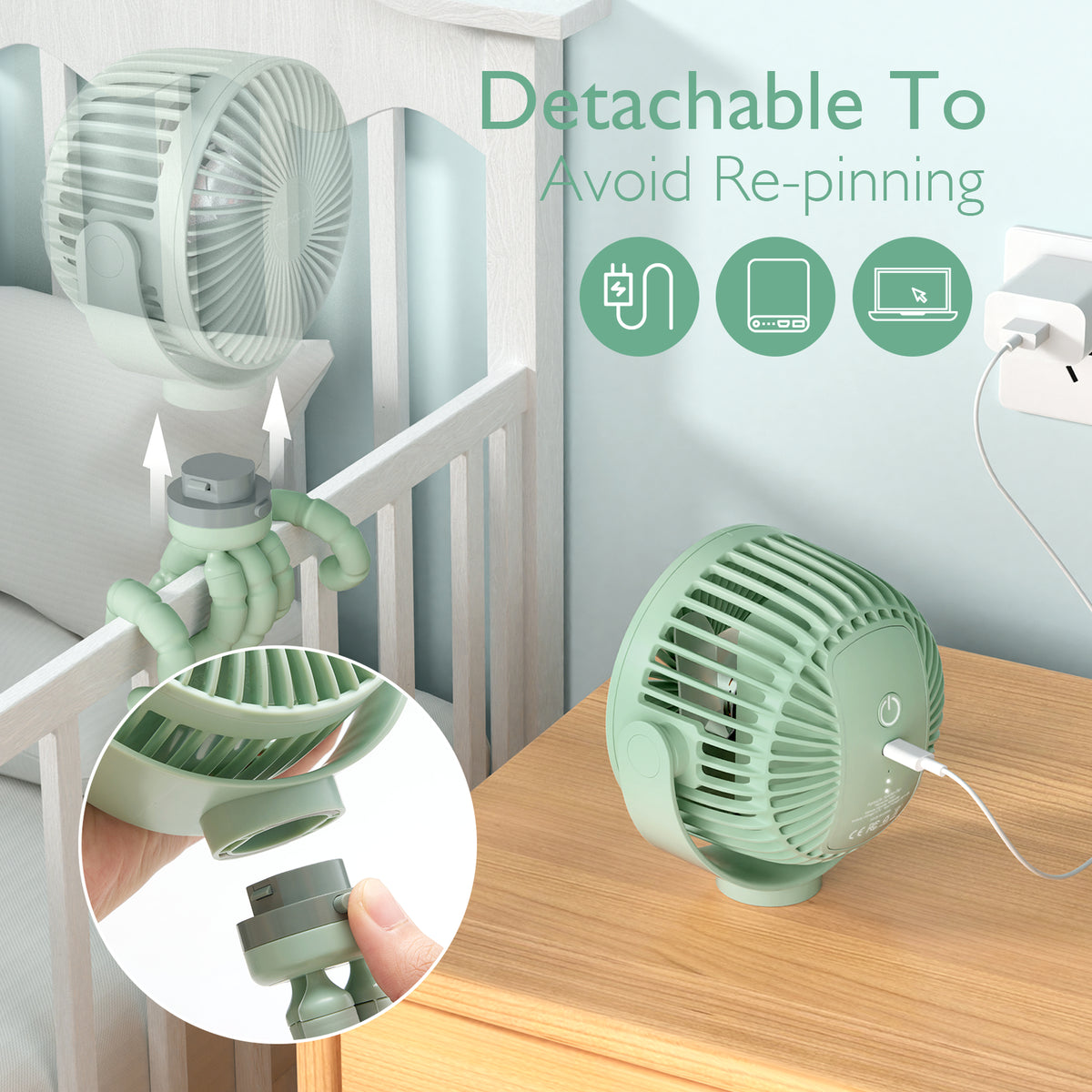 Momcozy Portable Fan Green