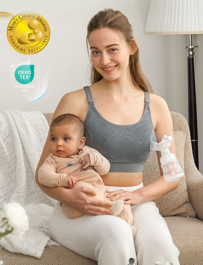 Momcozy YN08 XL Handsfree Pumpnings-BH Grå