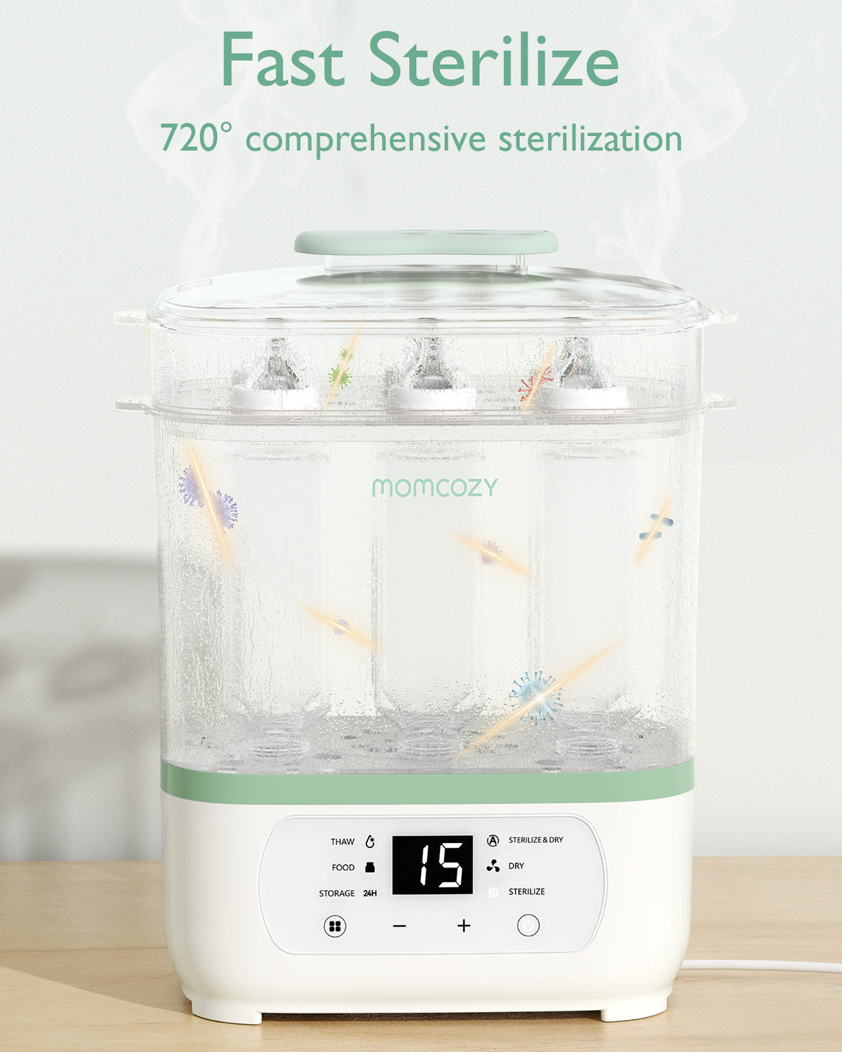 Momcozy 8-in-1 Sähköinen Höyryllä Varustettu Tuttipullojen Pesukone