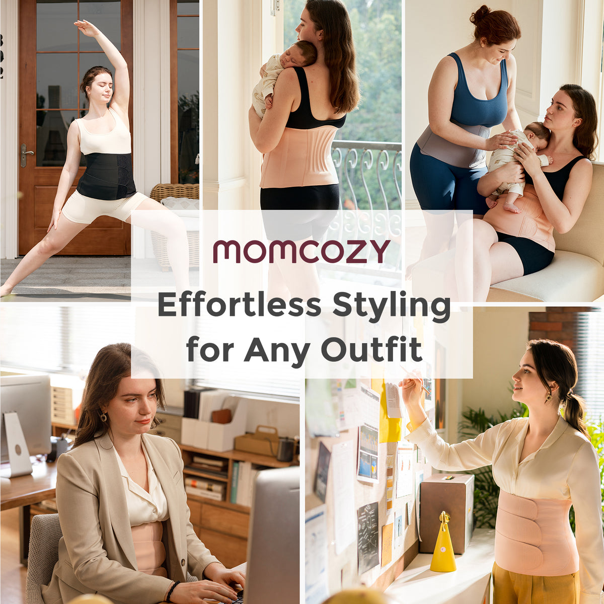 Momcozy Ergowrap XL Efterfødselsmavebælte Oyster Pink