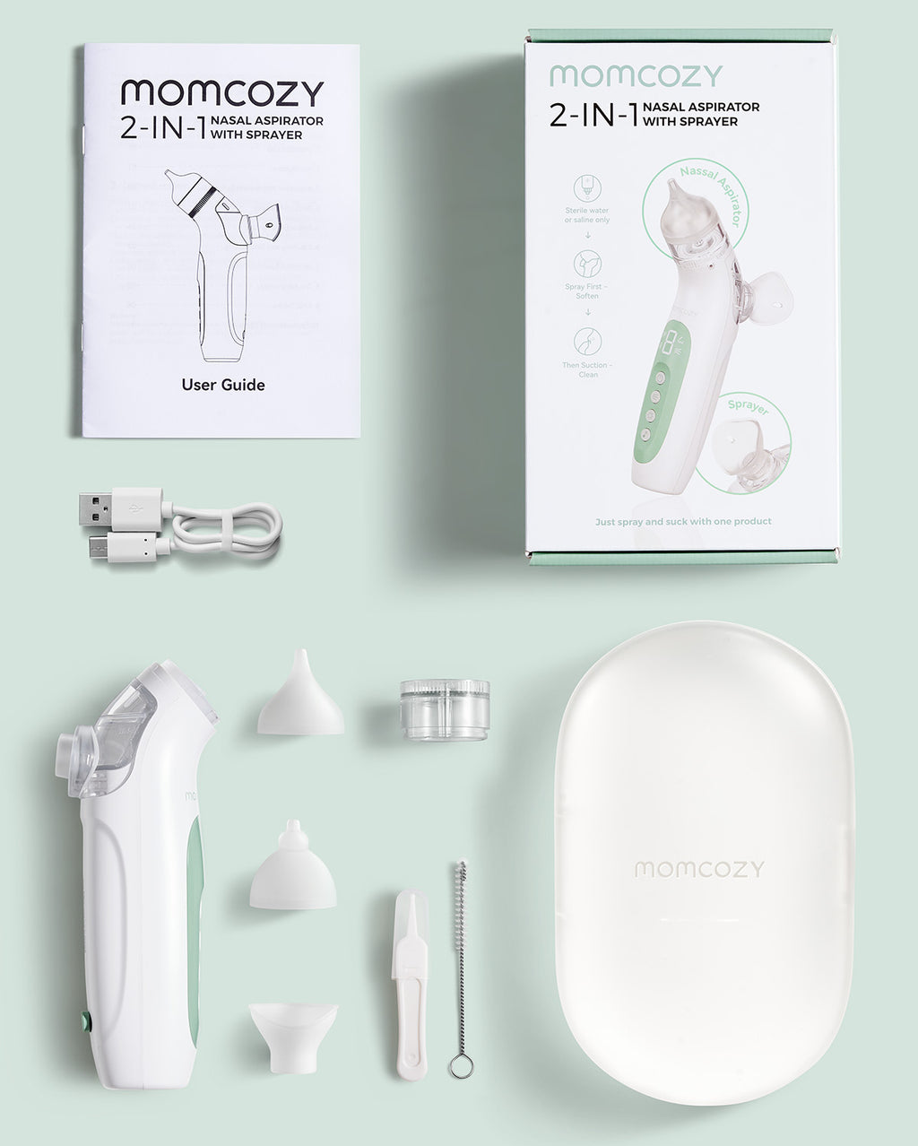 Momcozy BreezyClearT 2-in-1 Suihku- ja Imutoiminen Sähköinen Nenäaspiraattori