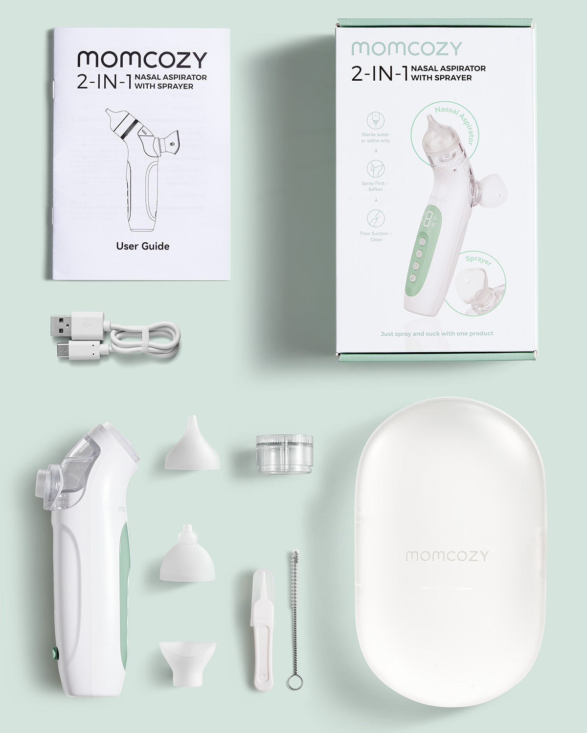 Momcozy BreezyClearT 2-in-1 Suihku- ja Imutoiminen Sähköinen Nenäaspiraattori