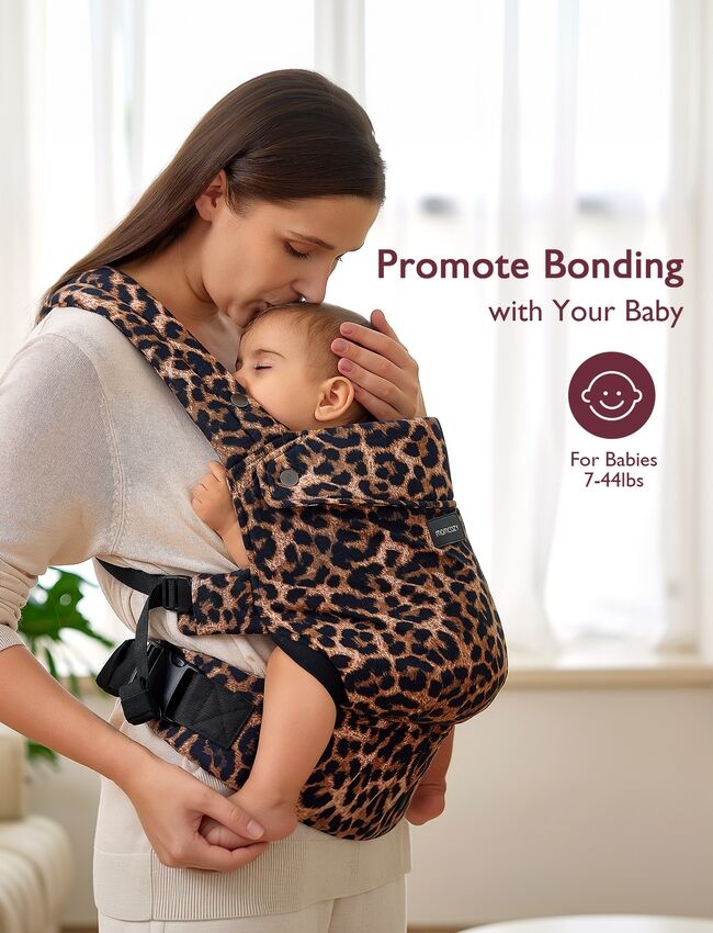 Momcozy PureHug Cotton Soft Structured Carrier Leopard