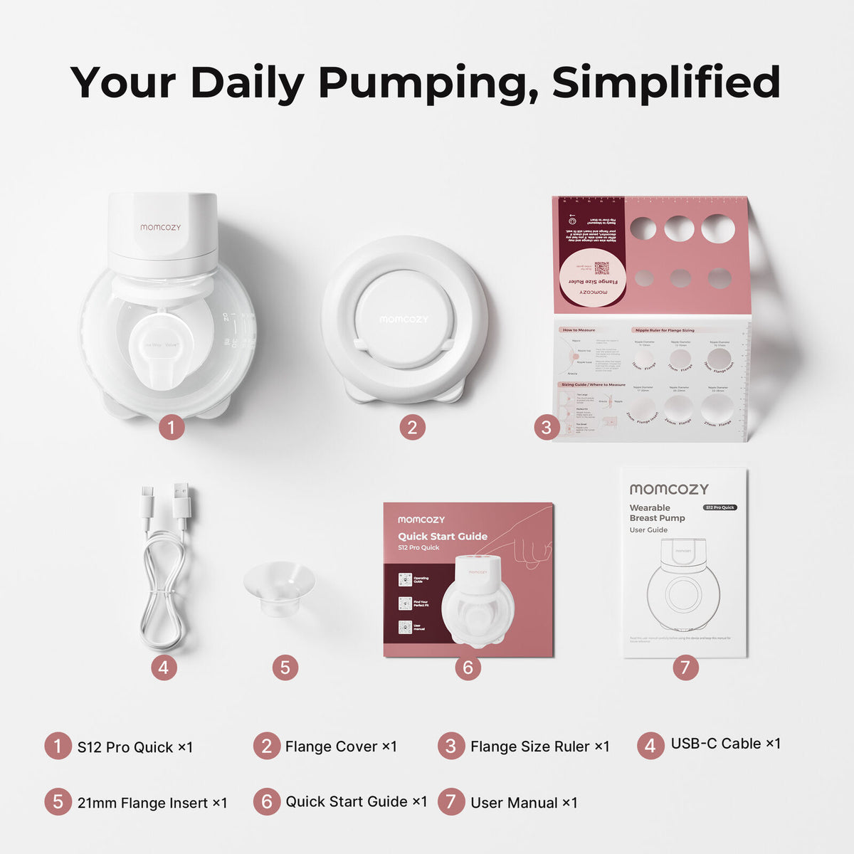 Momcozy S12 Pro+ Yhden rinnan kannettava rintapumppu valkoinen