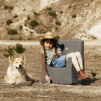 By KlipKlap KK Kids Stol XL Støvete grønn bouclé m. lysegrønn