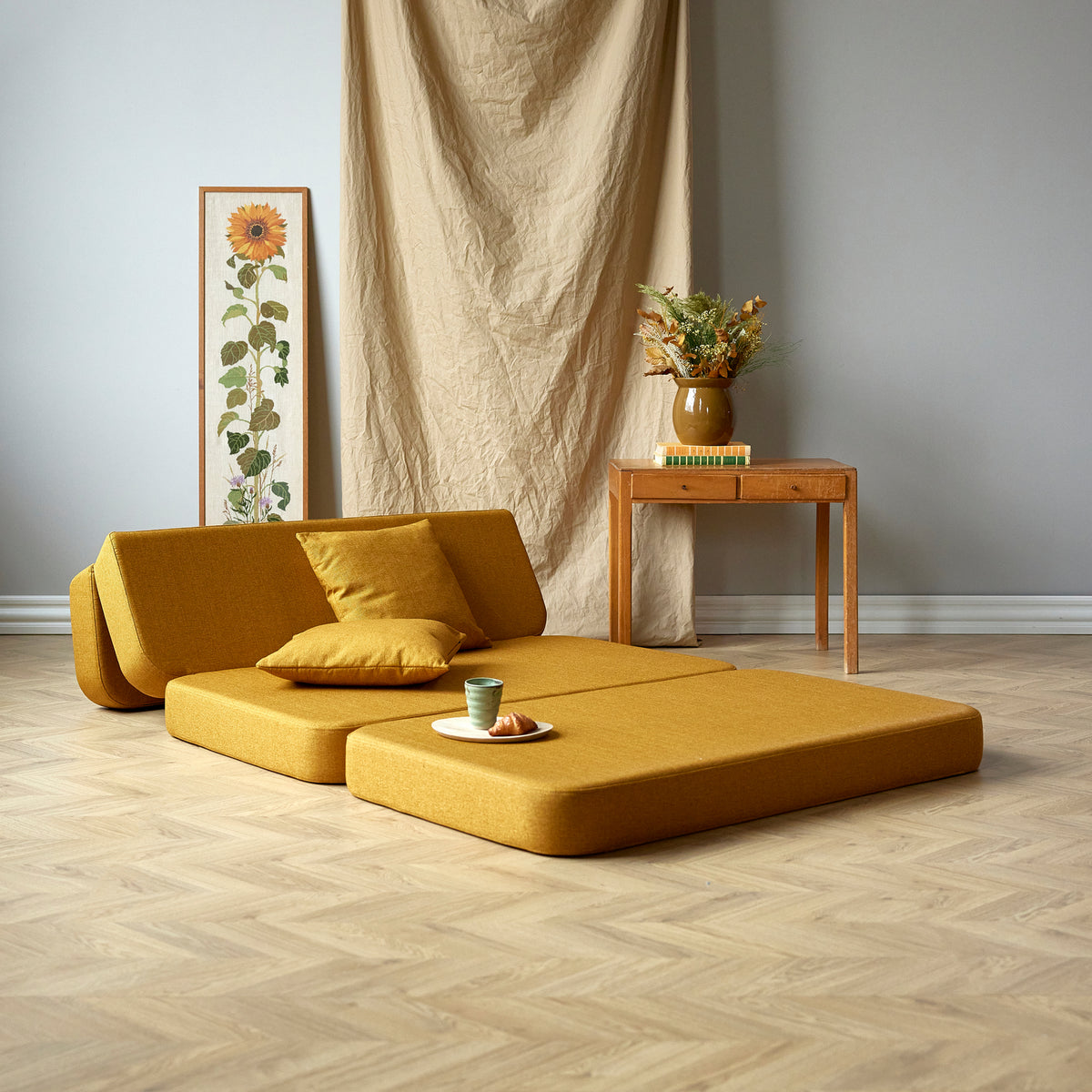 by KlipKlap 3 Fold Sofa 120 cm Sennep