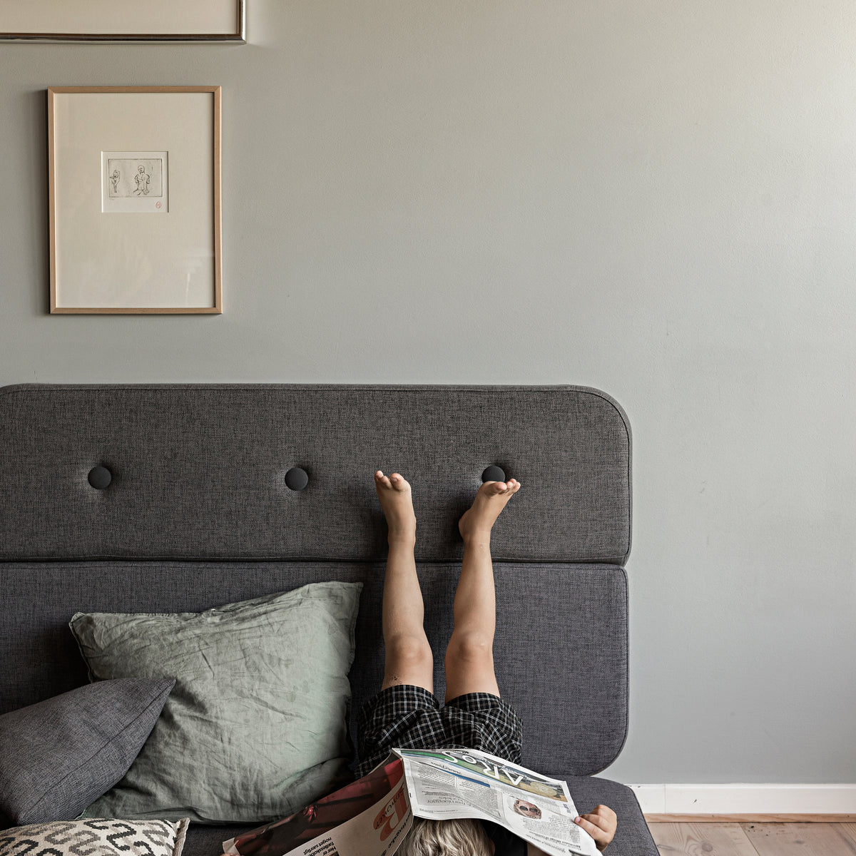 by KlipKlap 3 Fold Sofa XL Myk 140 cm Blue Grey