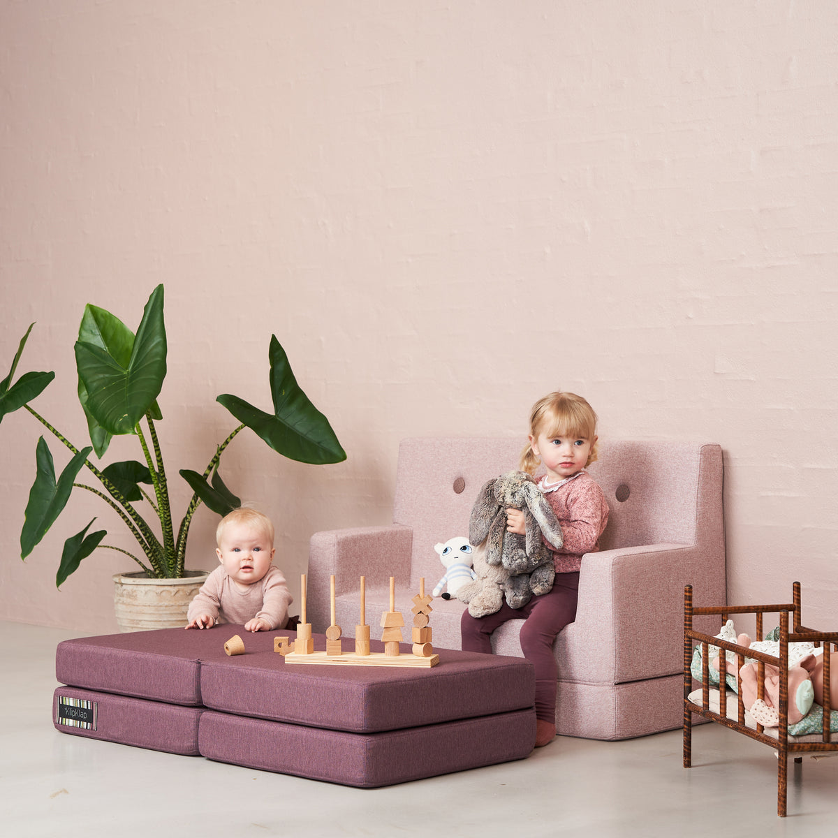 by KlipKlap Kids Sofa Soft Rose