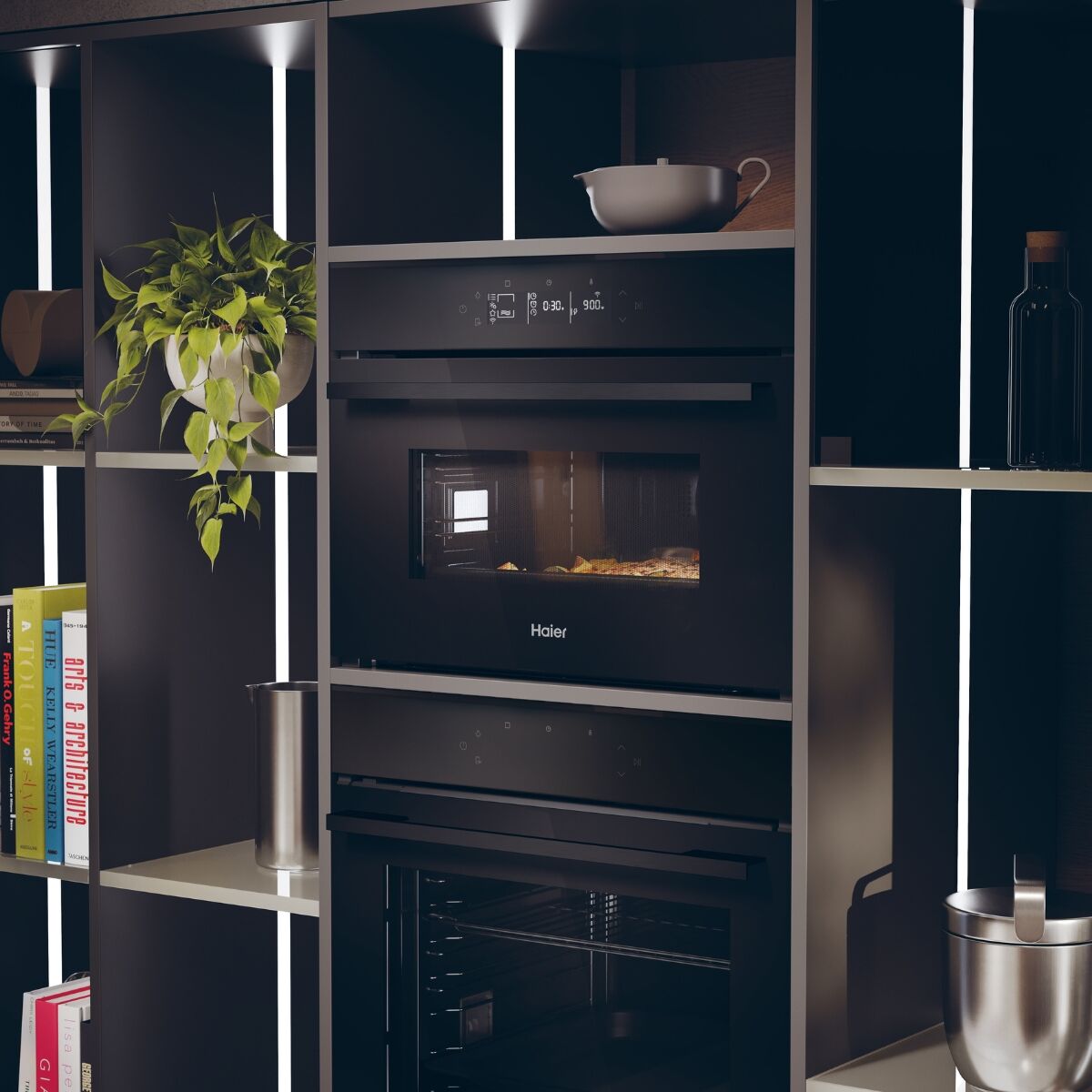 Haier H4 MWID49G6NQB yhdistelmäuuni musta