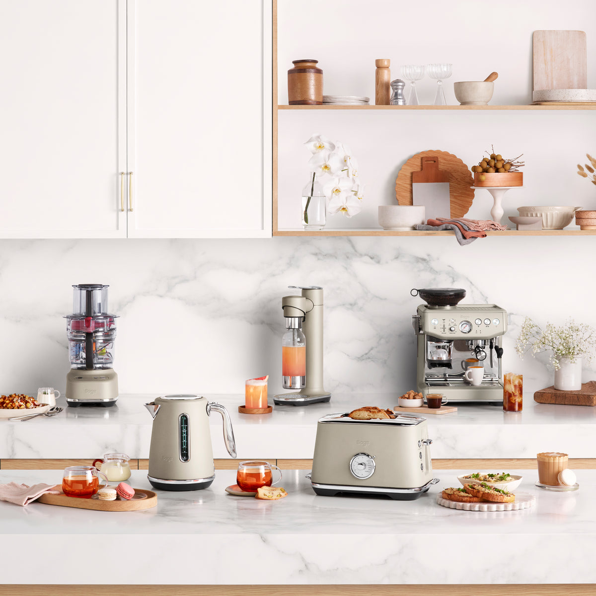 Sage SES876ALM Barista Express Impress espressokeitin Almond Nougat