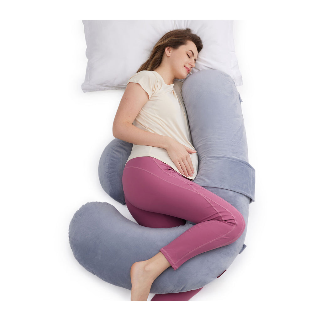 Momcozy F Shaped Air Layer Pregnancy Pillow Grey