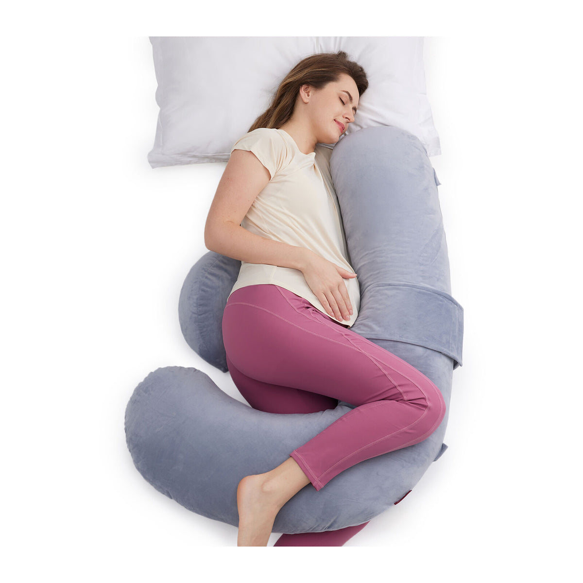 Momcozy F Shaped Air Layer Pregnancy Pillow Grey