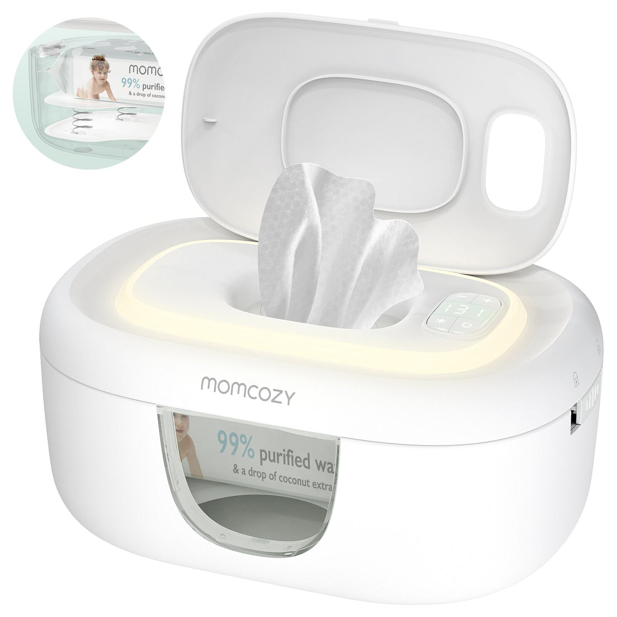 Momcozy Suurikapasiteettinen Vauvan Kosteuspyyhelämmitin – EU-versio