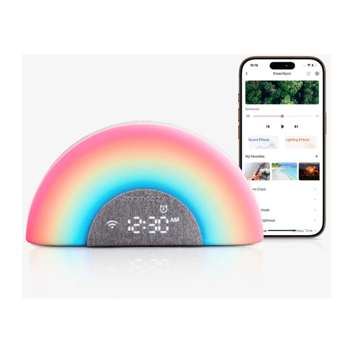 Momcozy Rainbow White Noise -vauvan äänilaite, harmaa