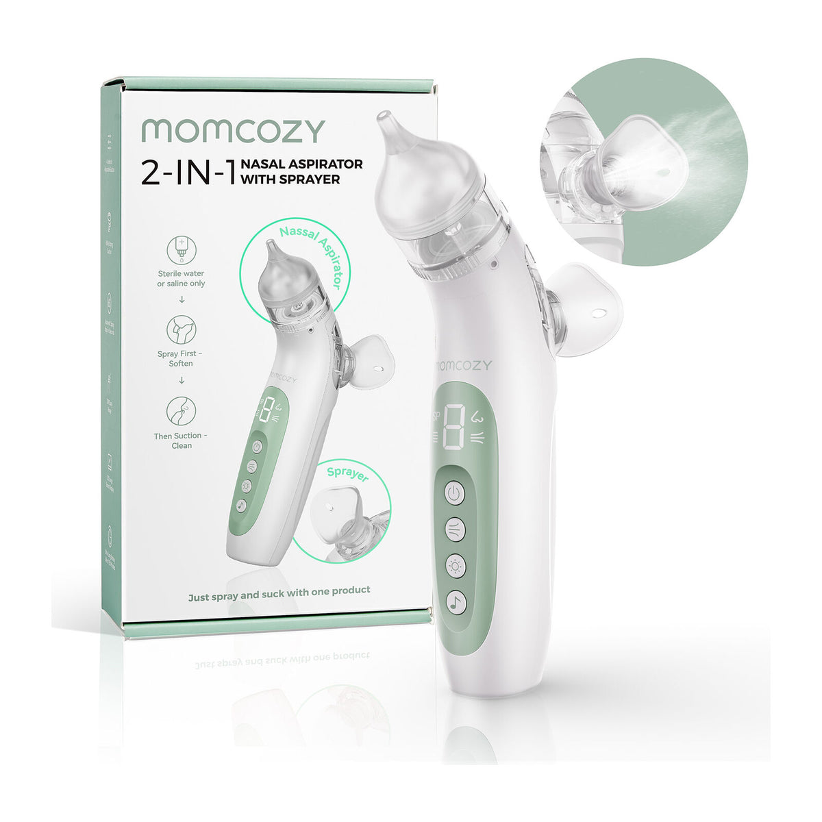 Momcozy BreezyClearT 2-in-1 Suihku- ja Imutoiminen Sähköinen Nenäaspiraattori
