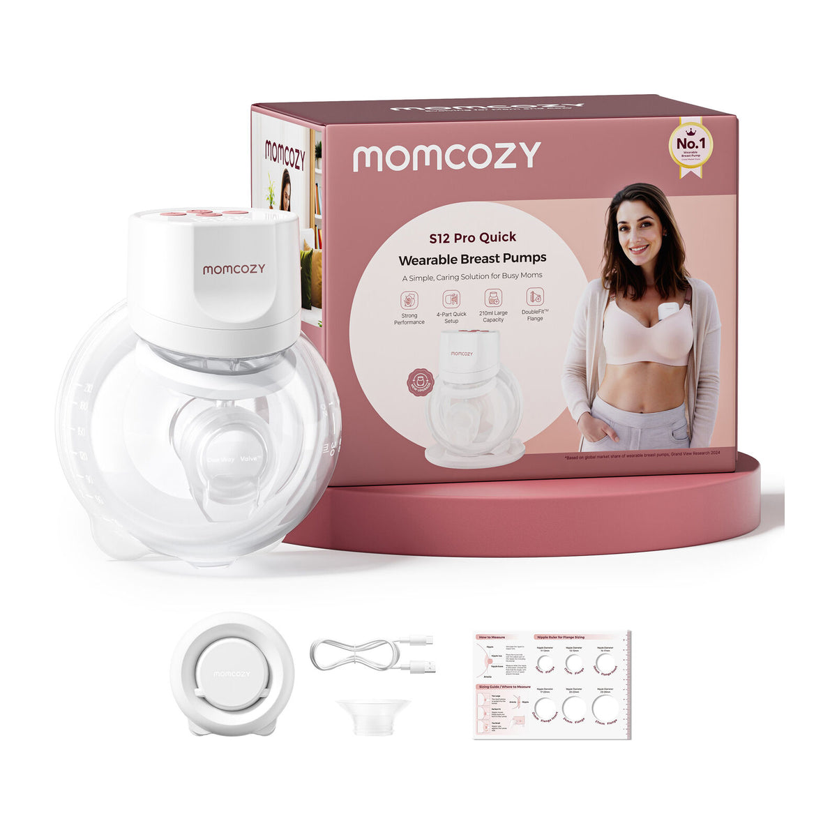 Momcozy S12 Pro+ Yhden rinnan kannettava rintapumppu valkoinen