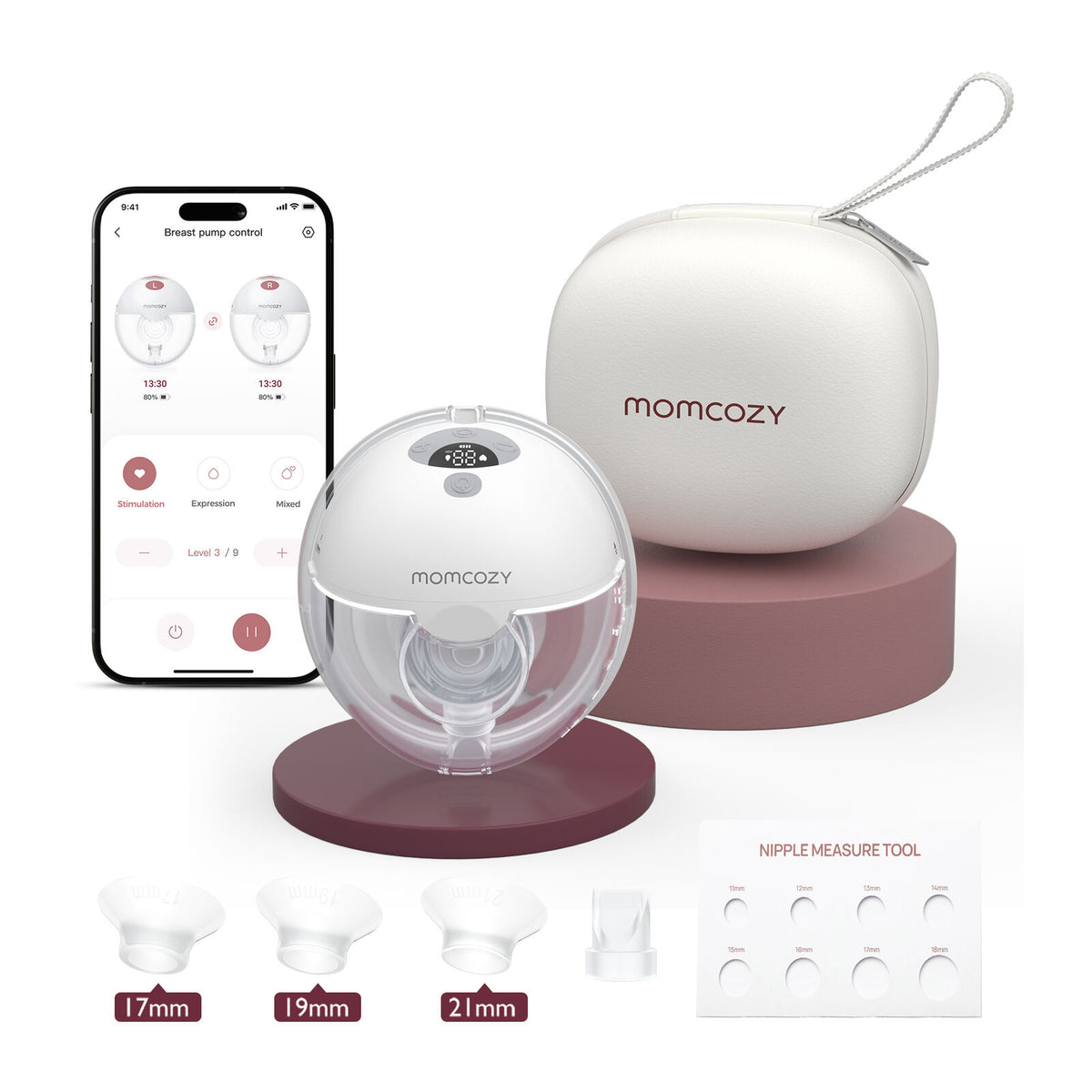 Momcozy M5 älykäs kaksinkertainen kannettava rintapumppu harmaa