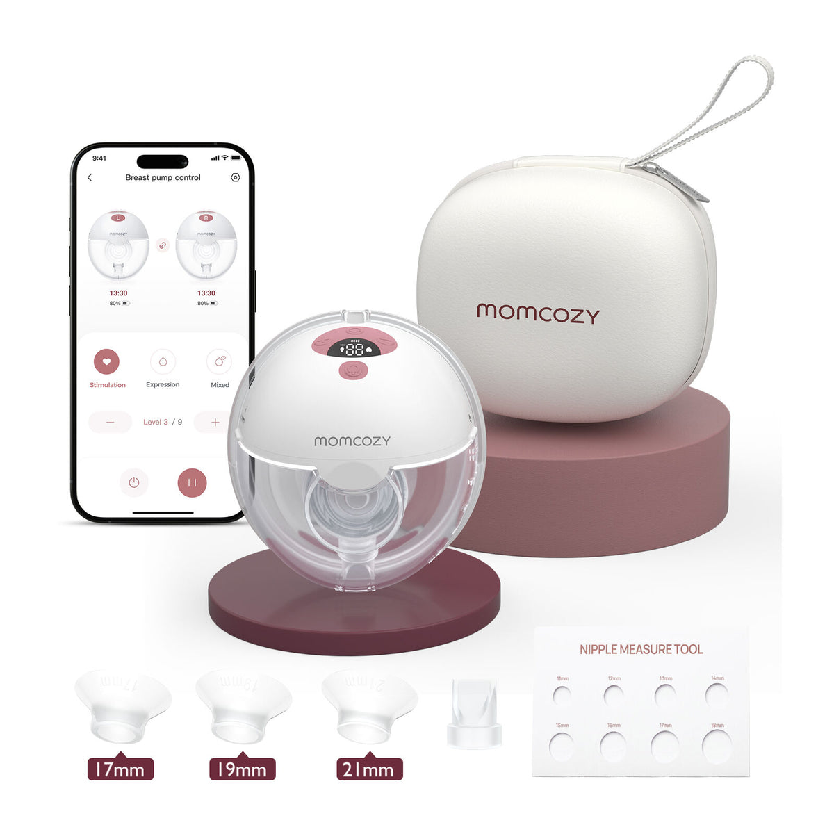 Momcozy M5 Älykäs kaksoispakkaus käytettävä rintapumppu punainen