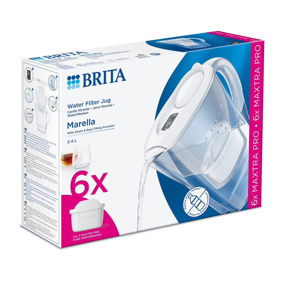 Brita Marella ME4W inkl. 6 MXPro Kande Vandfilter Hvid