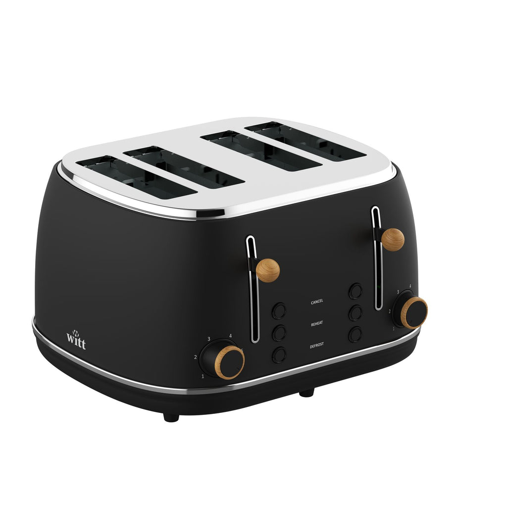 Witt Premium 4-skivers Brødrister Tre Svart
