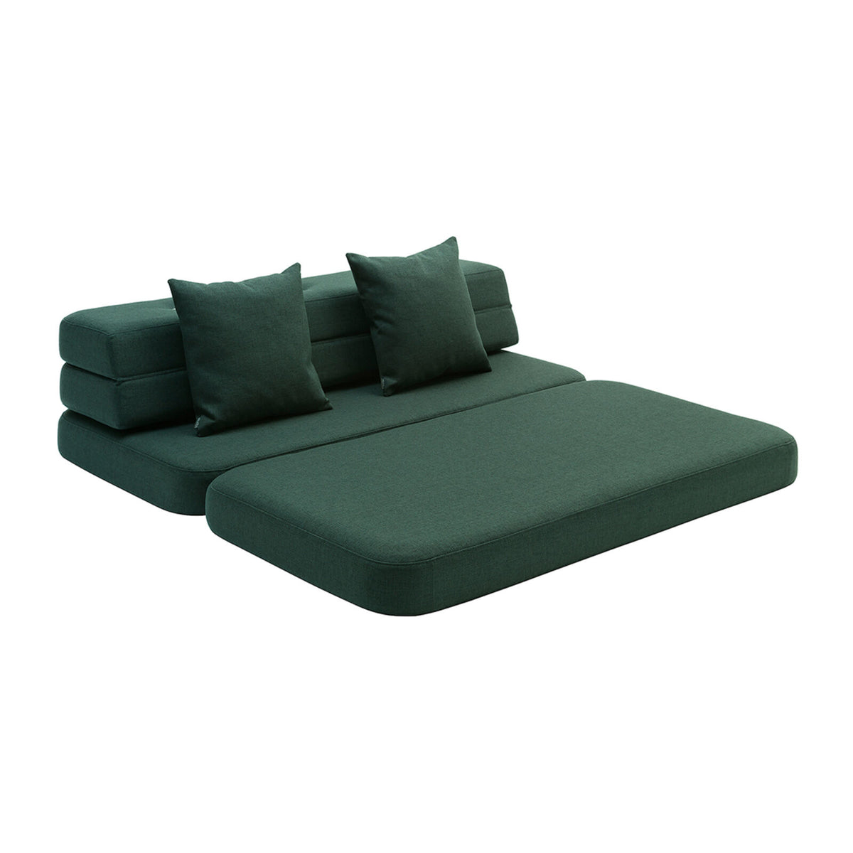 by KlipKlap 3 Fold Sofa XL Soft 140 cm Deep Green