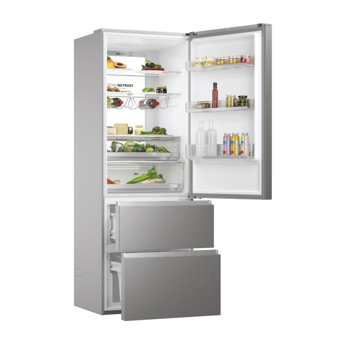 Haier HTW7720BNMM Kjøleskap-fryser Rustfritt stål