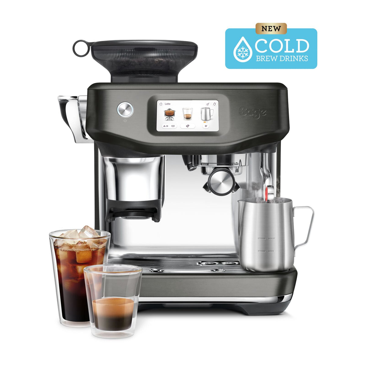 Sage SES882BST Barista Touch Impress Cold Espressomaskin Svart Rostfritt Stål